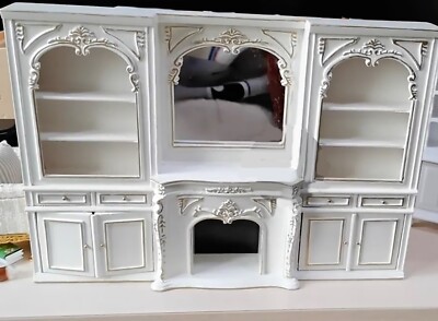 1:12 Miniatur Puppenhaus viktorianischer Stil Kamin Vitrine mit Regalen