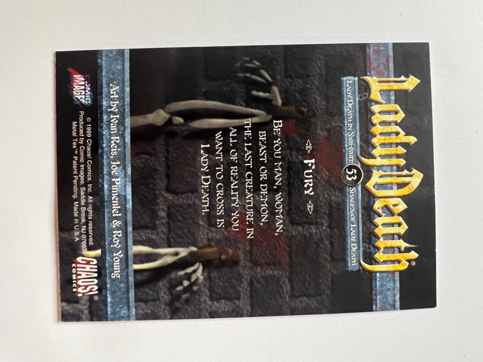 Lady Death Chaos Comics Night Gallery 1999 Metal Tex Trading cards- YOU PICK - Picture 96 of 134