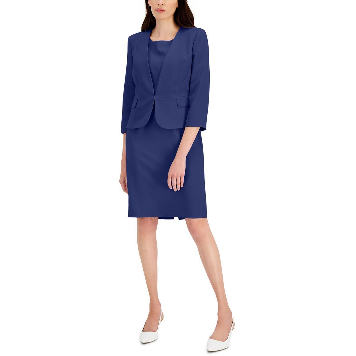 Le Suit Женское синее тканое рабочее платье из 2ШТ, костюм Petites 12P BHFO 4016