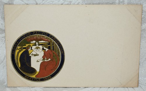 136n. UNUSED, ALASKA YUKON PACIFIC EXPOSITION LOGO POSTCARD SEATTLE. 1909 DIV BK - 第 1/2 張圖片
