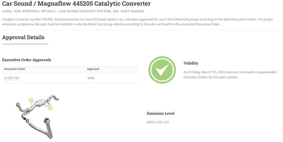 Convertidor catalítico Magnaflow 445205 compatible con Durango 2000-2001 Foto 2 de 3