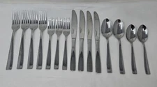 CUISINART ELITE CFE-20PSN STAINLESS STEEL SET OF 15 FLATWARE FORKS KNIVES SPOONS