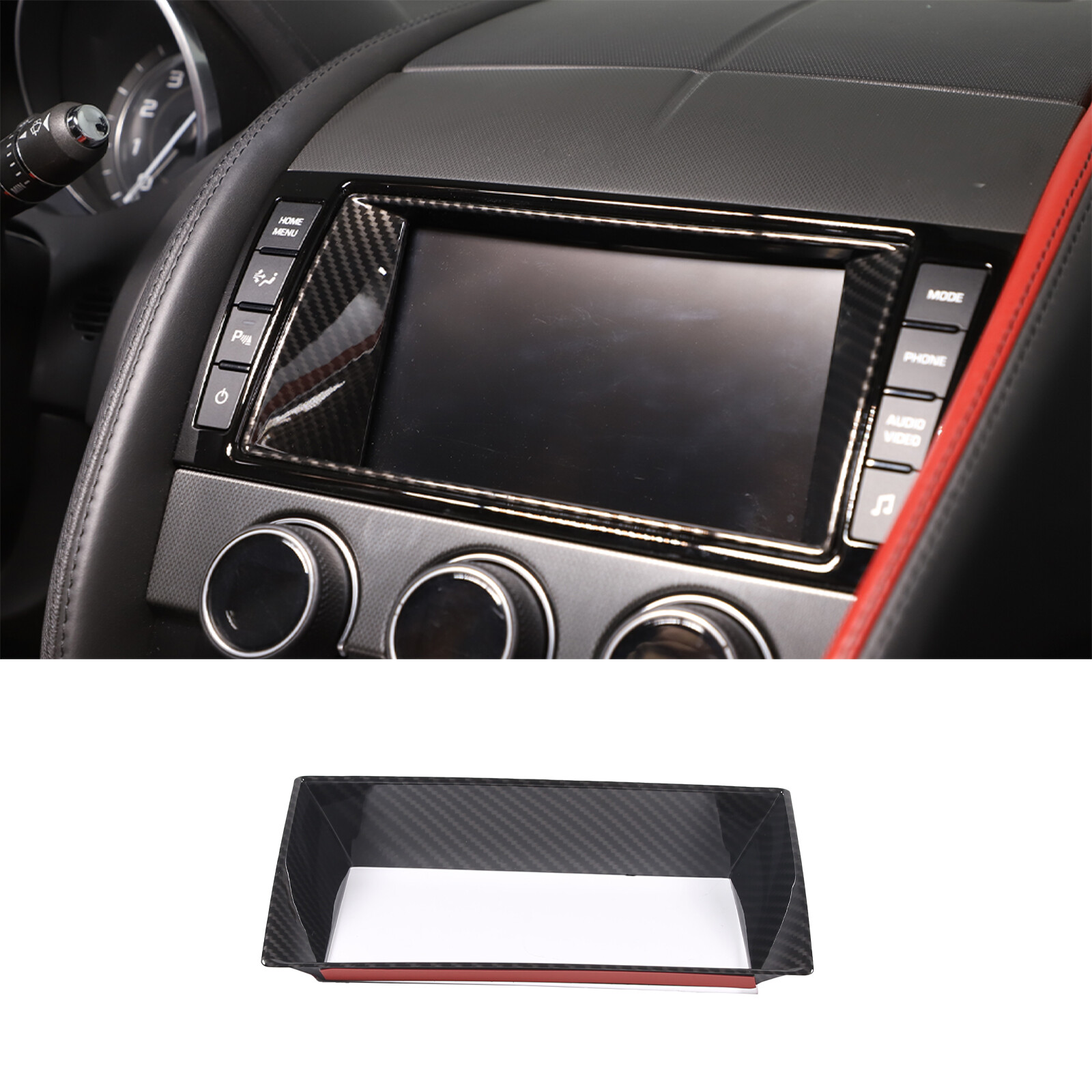Carbon Fiber ABS Navigation Screen Frame Trim For Jaguar F-TYPE 2013-2018