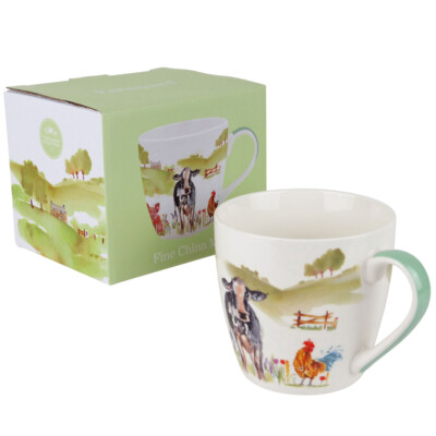The Leonardo Collection Porzellan Frühstückstasse Bauernhof Szene Geschenkbox