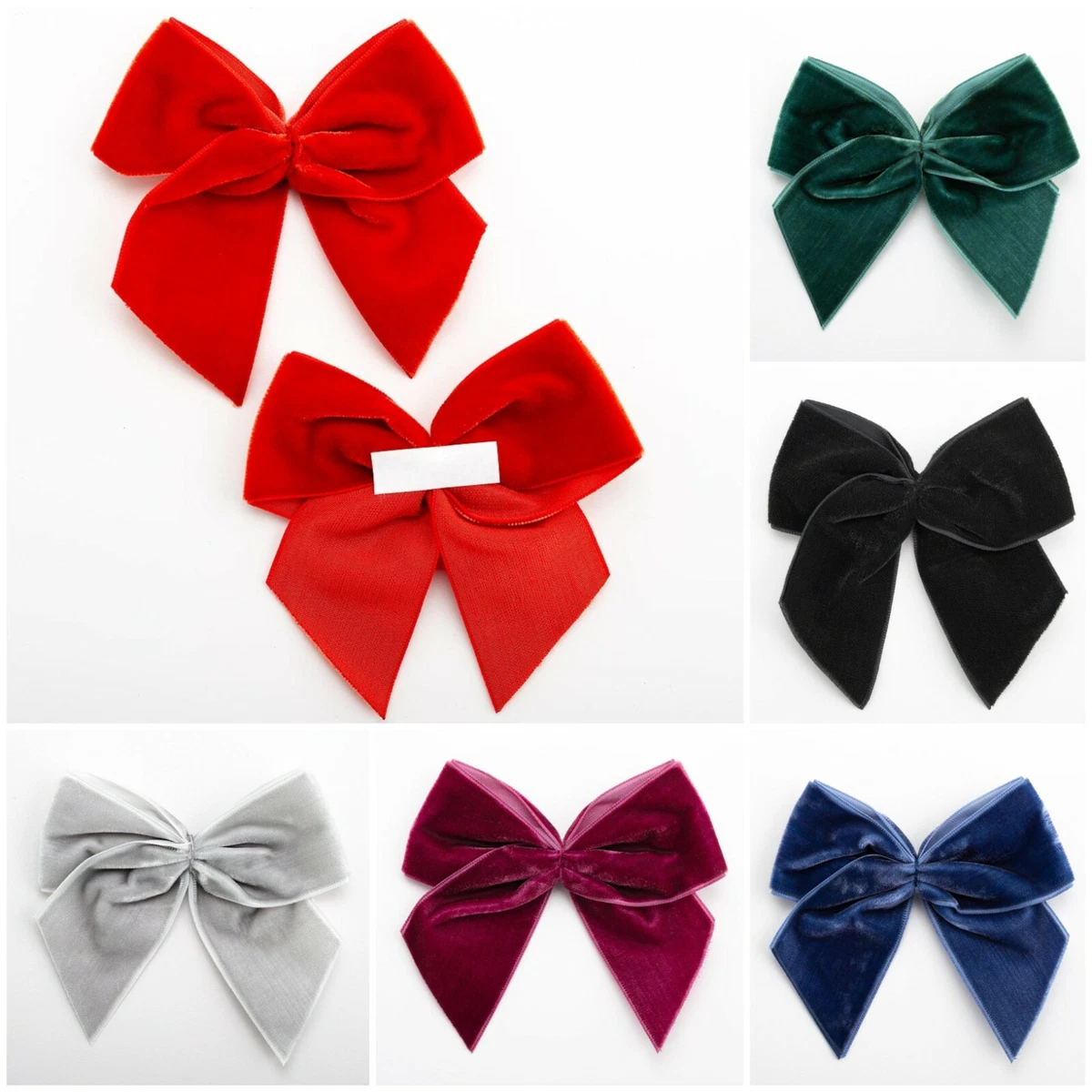 Large Velvet Bows 10cm Wide Self Adhesive Pre Tied 38mm Ribbon Bow