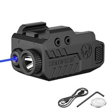 SOLOFISH Rechargeable Flashlight  Blue Laser Sight Combo for Picatinny Pistol