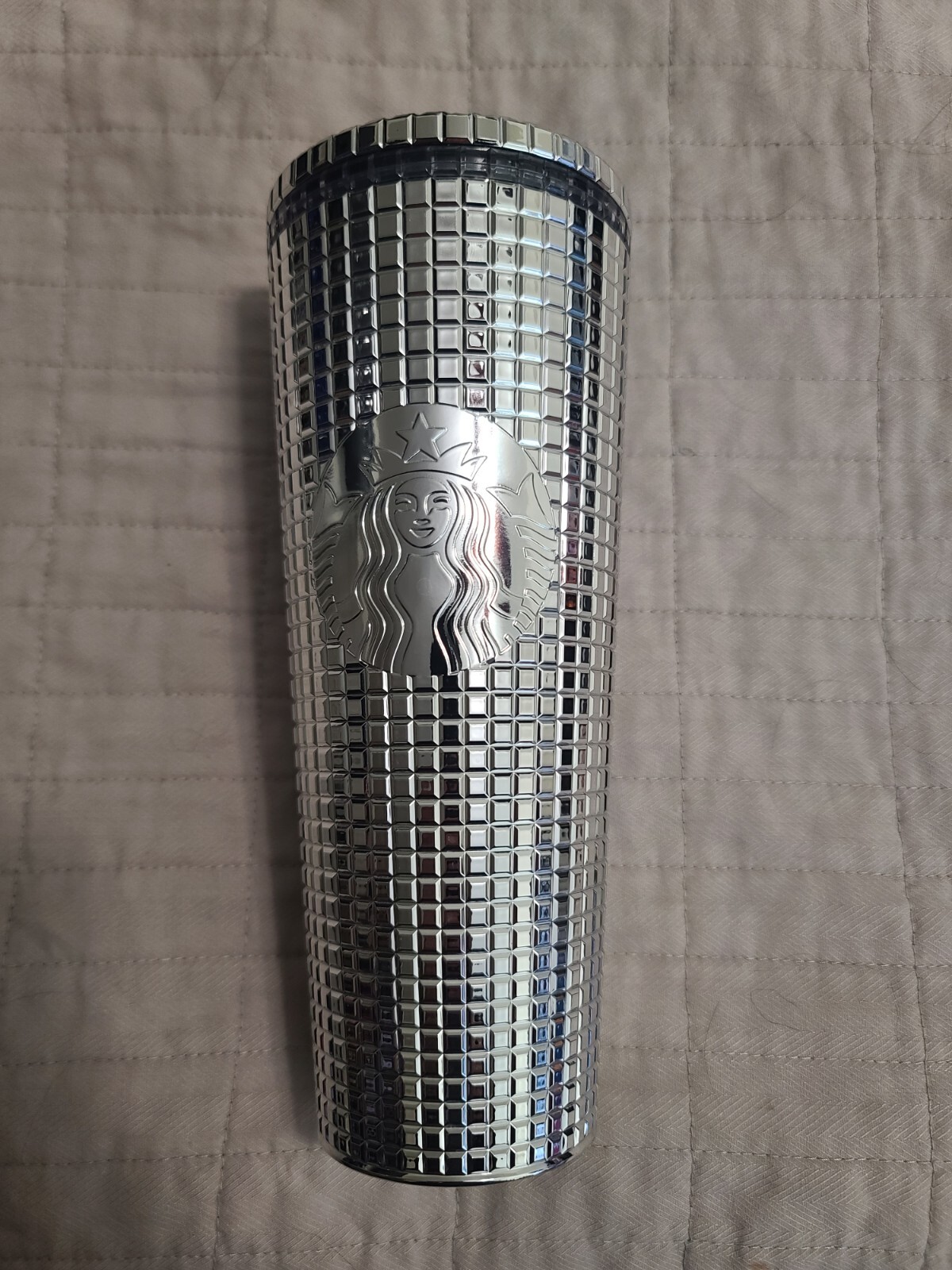 Starbucks Limited Edition Silver Disco Ball Metallic Bling Plastic Cold Cup 24oz