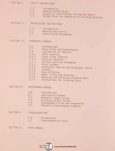 Bullard Reid 824, HYD/DF, smerigliatrice per superfici, manuale operazioni manutenzione e ricambi - Foto 3 di 3