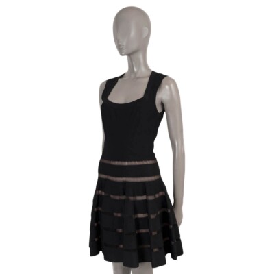 専用2 69993 auth ALAIA black viscose SHEER STRIPED KNIT Dress 40 M | eBay