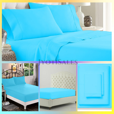 Superior Aqua Blue Bedding Sheets Egyptian Cotton US Sizes Select Item & TC
