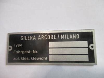 Nameplate Vintage Shield Motorcycle Gilera Arcore Milano S67 Ebay