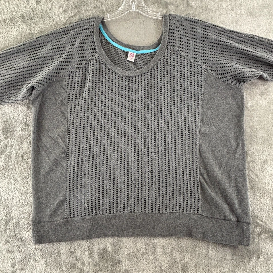 Sudadera Pullover Lane Bryant LB Active Malla 22/24 Gris Cuello Redondo Manga 3/4 Foto 4 de 4