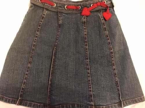 Gymboree Tiger love club denim jean skirt 8 pre owned kitty cat leopard pleated