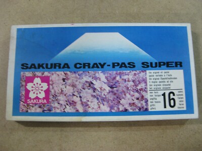 VINTAGE 80's SAKURA CRAY-PAS SUPER,THE ORIGINAL OIL PASTEL,CAJA 16 COLORES.JAPON