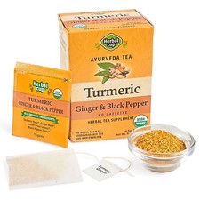 Ayurveda Turmeric Tea Organic Ginger  Black Pepper No Caffeine Herbal Supple...
