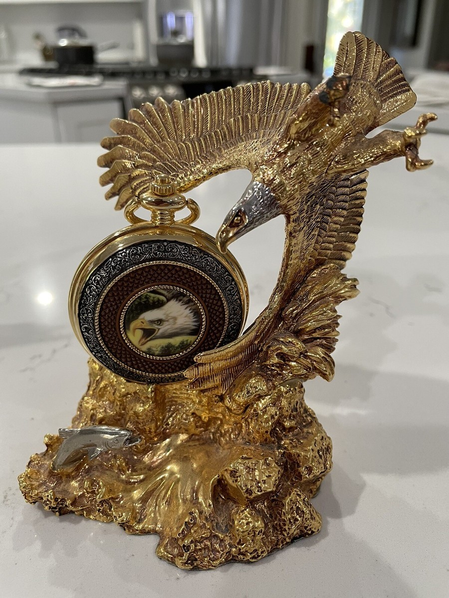 Franklin Mint Bald Eagle Wings of Freedom Heart of Glory Pocket Watch  Display