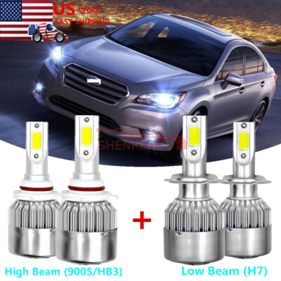 2Pair H7+ 9005 Combo LED Headlight Low High Beams Light Kit Bulbs 6000K