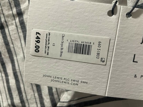 Camicia camicia cotone John Lewis & Partners Chevron a righe nero/bianco taglia 12 - Foto 7 di 7