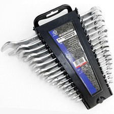 Combination Spanner Wrench Set. 16 Metric Spanners 6-22mm Open End & Ring
