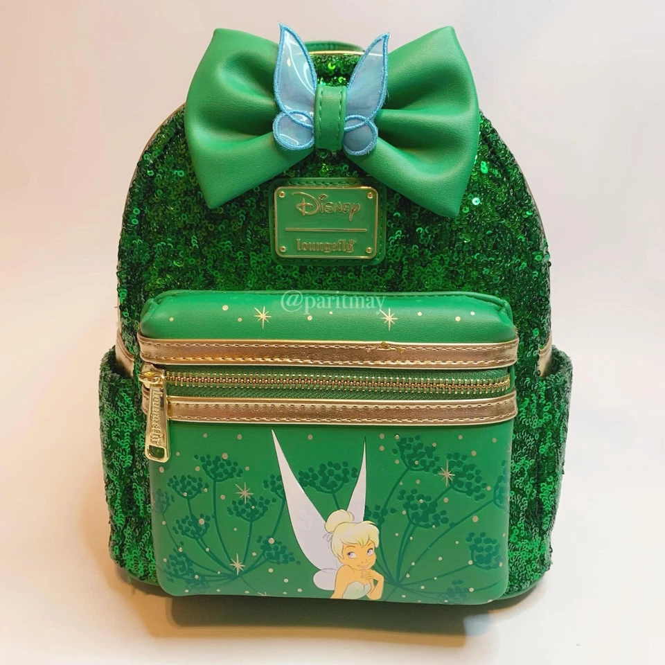 Disney Exclusive Loungefly Tinker Bell Emerald Green Sequin Backpack (NWT)