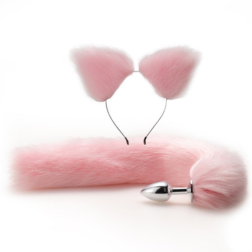 Fuchsschwanz Metall Plugs süß weich Katzenohren Stirnband Cosplay Zubehör Set Paare - Bild 19 von 25