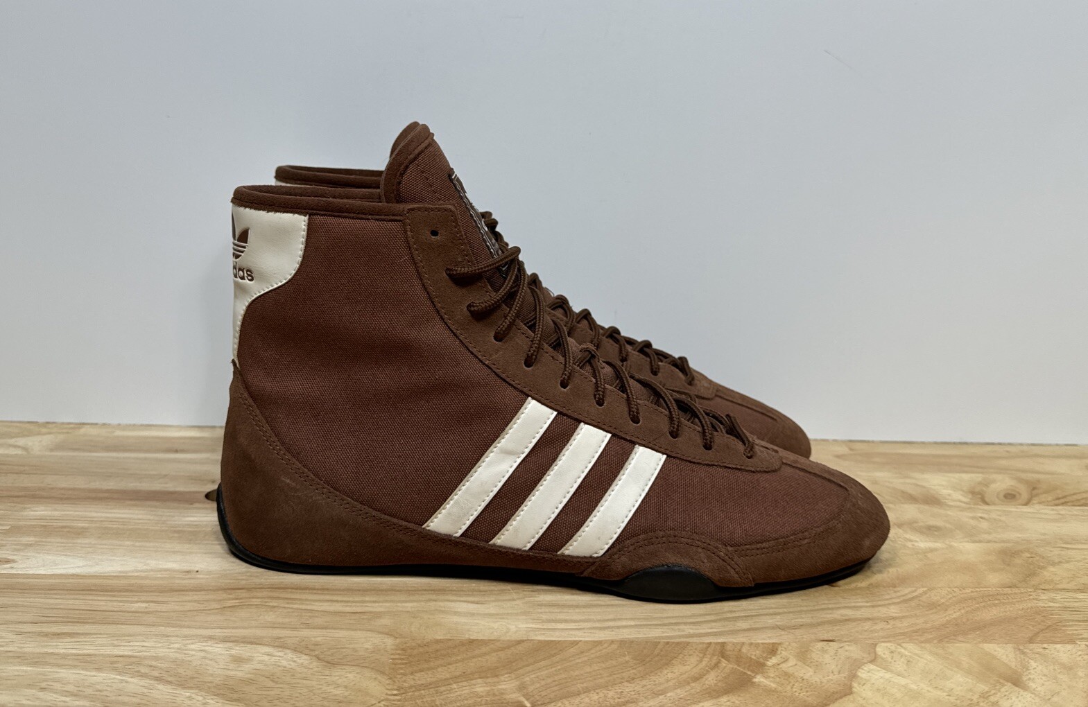 Vintage Adidas Brown Canvas Boxing Wrestling Shoes Me… Gem