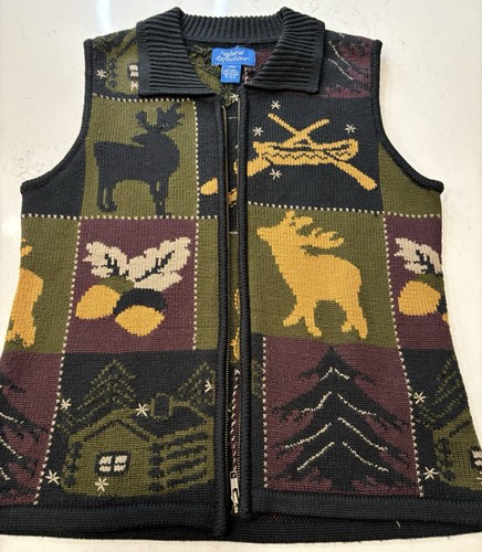 NATURAL REFLECTIONS (VTG) Pullover Weste Medium Wollmischung durchgehender Reißverschluss Cabincore Natur - Bild 17 von 21