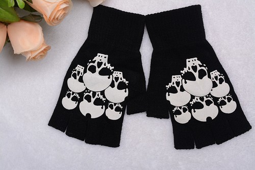 Guantes sin dedos estampados calavera negros tejidos tácticos militares guantes de entrenamiento - Imagen 6 de 7