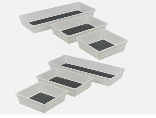 3 Pcs Non-slip Tray Set Multipurpose Drawer Organiser Food Drinks Snacks Serving - Picture 4 of 10