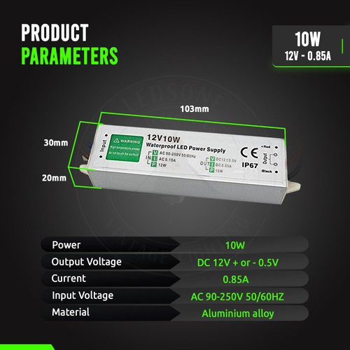 Waterproof LED Driver Power Supply Transformer DC12V/24V IP67 for LED Strip 240V - Picture 15 of 142