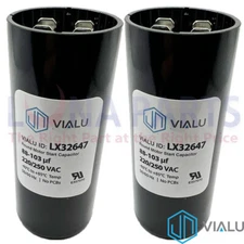Pack of 2 - VIALU - 86-103 uf/MFD 220-250 VAC Round Start Capacitor 50/60 Hz