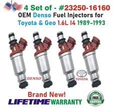 NEW DENSO OEM x4 Fuel Injectors for 1989-1993 Toyota Corolla Celica & Geo Prizm