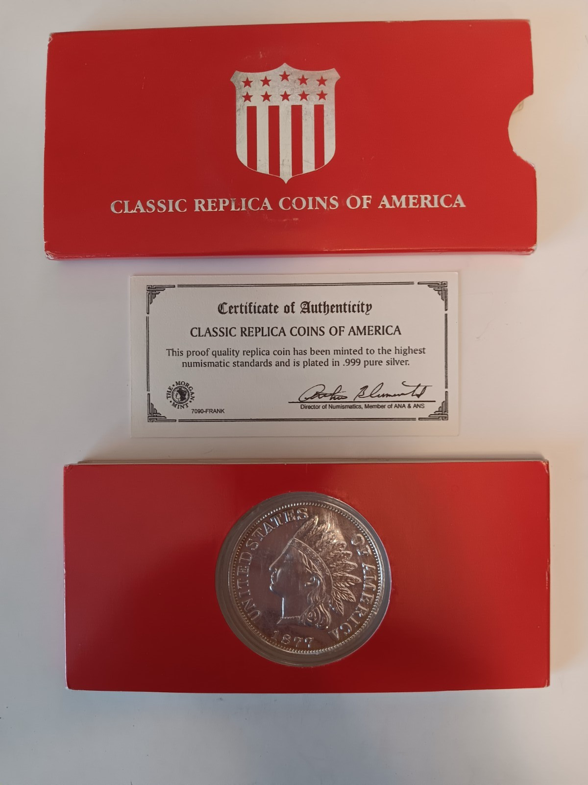 Classic Replica Coins of America 1877 Indian Head Penny .999 silver plated