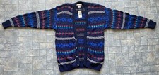 New Vintage Royal Knight XL Dark Colorful Cardigan Sweater MADE IN USA