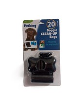 1 roll 20bags dog pet clean up waste bags with dispenser attaches to leash black