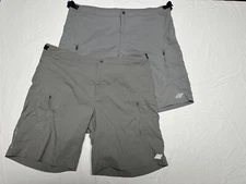 2 Eastern Mountain Sports EMS Shorts Men's Xl Gray Belted Cargo Nylon Outdoor