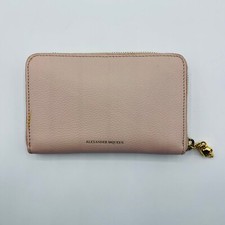  545 Alexander McQueen Nude Leather Skull Small Zip Around Wallet 501021 9901