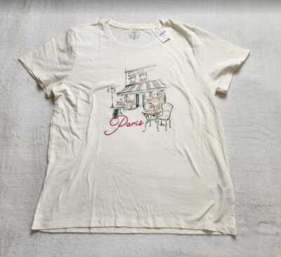 New women's XS M L XL XXL J Crew Factory collector tee Paris cafe graphic shirt