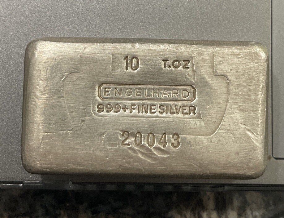 Vintage Engelhard 10 T.OZ. Silver Bar 5th Series Low Serial