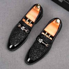 Men's Black Metal Button Oxford Flats Shoes Male Homecoming Wedding Dress