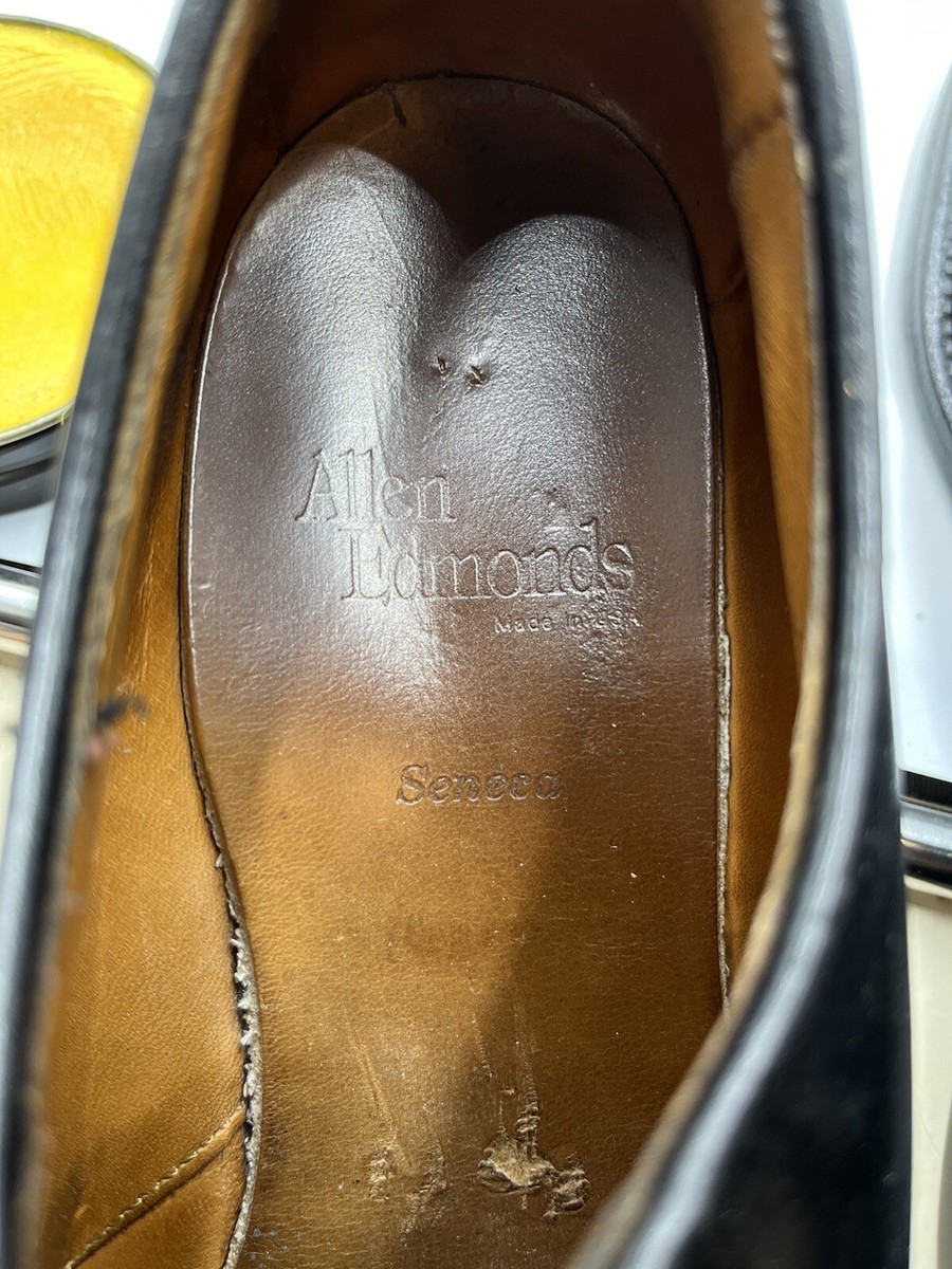 ALLEN EDMONDS Black Leather Seneca Derby Split Toe Men's Dress
