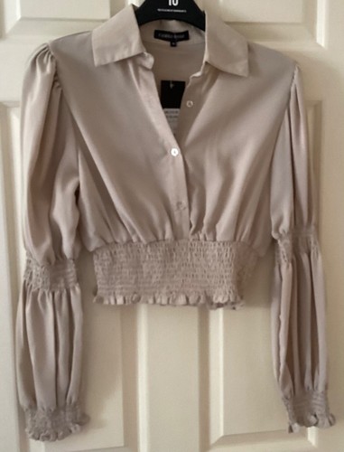 CAMEO ROSE -Beige Long Sleeve Button Up Top Elastic Bottom Size 10 BNWT -RRP £20 - Picture 5 of 9
