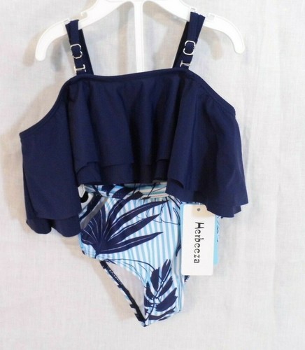 Swimsuit 2 Piece High Waisted Girls Off Shoulder Ruffled sz Toddler 2Y Herbeeza