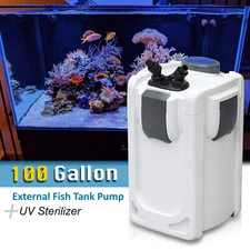 100GAL Aquarium 3-Stage Fish Tank Canister Filter HW-703B 370GPH + UV Sterilizer
