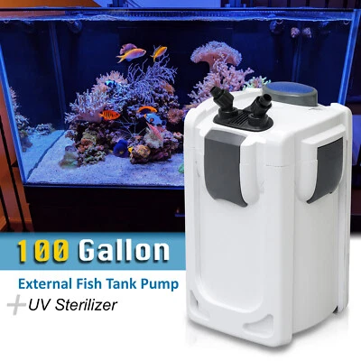 AJP DISTRIBUTORS 100GAL Aquarium 3-Stage Fish Tank Canister Filter HW-703B 370GPH + UV Sterilizer