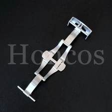 22 MM Silver Deployment Buckle Watch Leather Rubber Strap Clasp Fits for Panerai