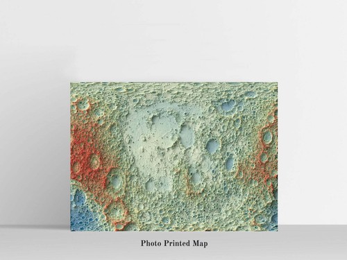 Mapa de la Luna, mapa de alivio de la Luna 2D, mapa vintage de la Luna - impresión plana 2D - Imagen 5 de 8