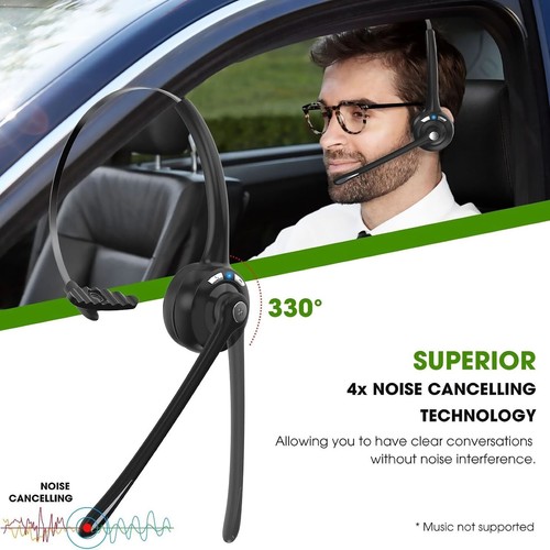 Black Rechargeable Headphone Wireless Bluetooth 5.0 Operator Headset ABS - Zdjęcie 10 z 12