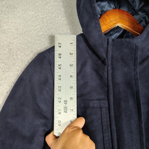Boden Moleskin Duffle Coat Women's 6 Navy Quilted Lined Full Zip Hooded Jacket - Picture 11 of 14