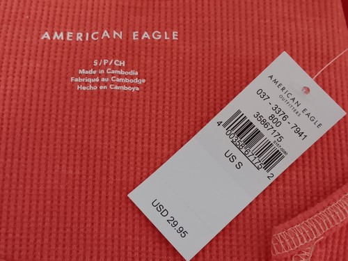 AMERICAN EAGLE OUTFITTERS Size S Thermal Waffle Knit Long Sleeve Shirt Top NWT - 第 5/7 張圖片